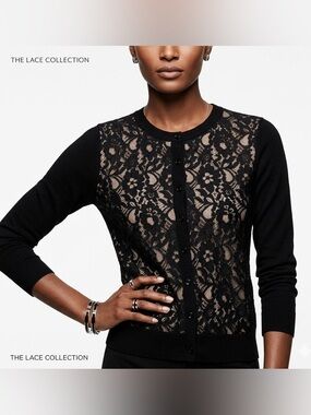 NWT Banana Republic Black Lace Cardigan